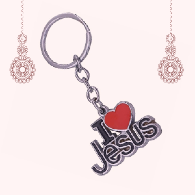 I Love Jesus Keychain | Christian Key Chain | Catholic Gift, Metal, 1 Piece