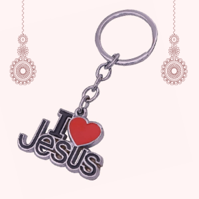 I Love Jesus Keychain | Christian Key Chain | Catholic Gift, Metal, 1 Piece